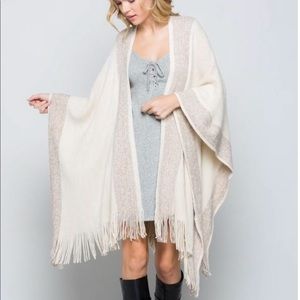 *Cream and rose gold fringed wrap*